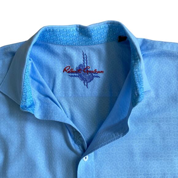 ROBERT GRAHAM Knowledge Wisdom Truth Button Down Shirt Blue Men's 2XL/2TG - Picture 3 of 16